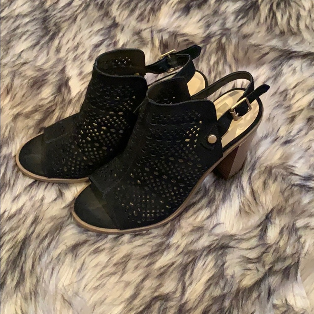 Perforated Black Heels